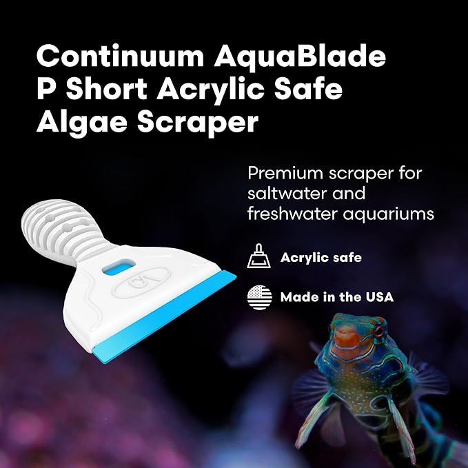 Continuum Aquatics Continuum AquaBlade P - Short Fish Tank Algae Scraper, Acrylic Safe Scraper - Aquarium Cleaning Tools