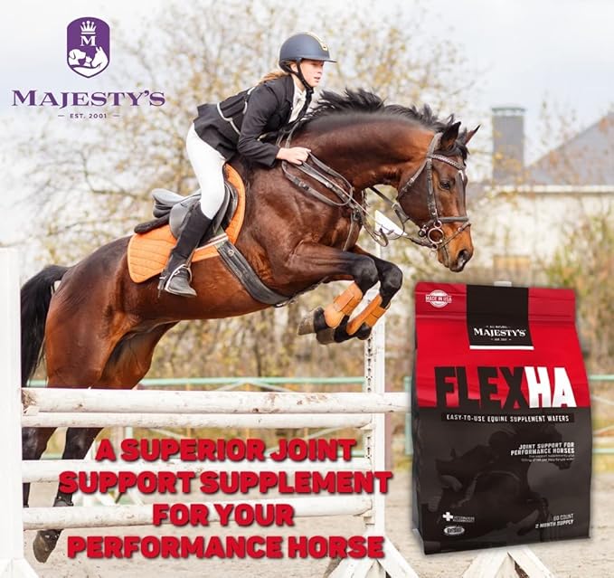 Majesty's Flex HA Wafers - Superior Performance Horse / Equine Joint Support Supplement - HA, Vitamin C, Yucca, Glucosamine - 60 Count (2 Month Supply)
