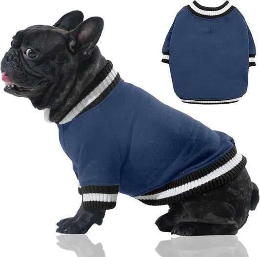 FUAMEY Dog Pullover Sweatshirt,Dog Winter Sweaters Warm Dog Clothes Dog Vest Thick Puppy Pullover Soft Pet Fleece Sweater Cute Doggie Boy Girl Outfit for Small Medium Dogs Blue XS