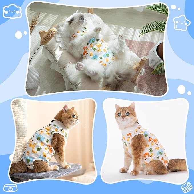 Cat Recovery Suit Female, Breathable Cat Onesie After Surgery Female for Abdominal Wounds or Skin Diseases, Surgery Recovery Suit Kitten Onesie After Spay Wear Anti Licking