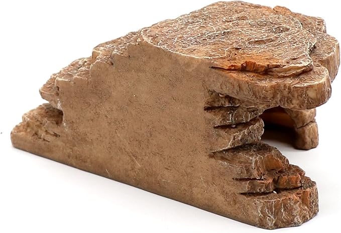 Gecko Hide Shale Scape Step Ledge, Reptile Cave Hideout Tank Accessories Decorations, Great for Reptiles, Amphibians, Leopard Gecko, Lizard, Frogs, Turtle (Small-7.3 * 4.4 * 3)