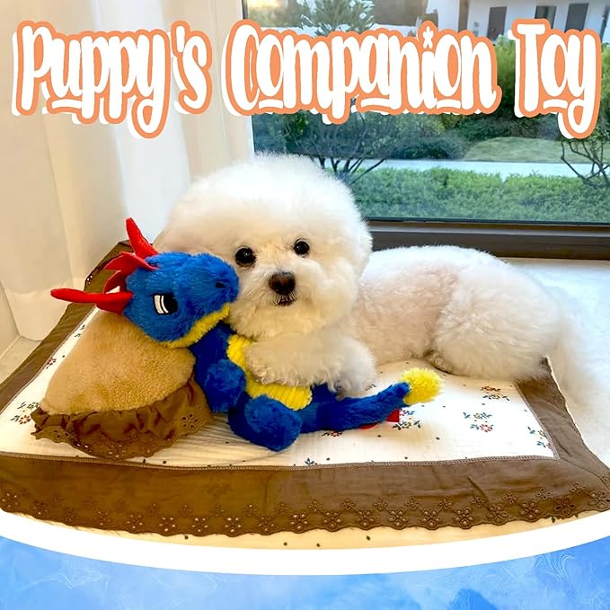 Original Blue Dinosaur Plush Dog Toy, Cute Dog Squeak Toys, Soft Stuffed Animals for Small Medium Large Dogs, Puppy Toys and Surprising Dog Birthday Gifts