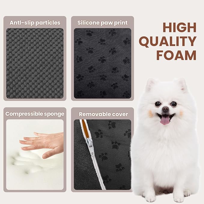 Dog Stairs for Small Dogs, High Density Foam Pet Steps, Extra Wide Non-Slip Pet Ramp for High Beds Or Couch, Soft Doggie Ladder for Dog Injured, Older Pets, Small Cats