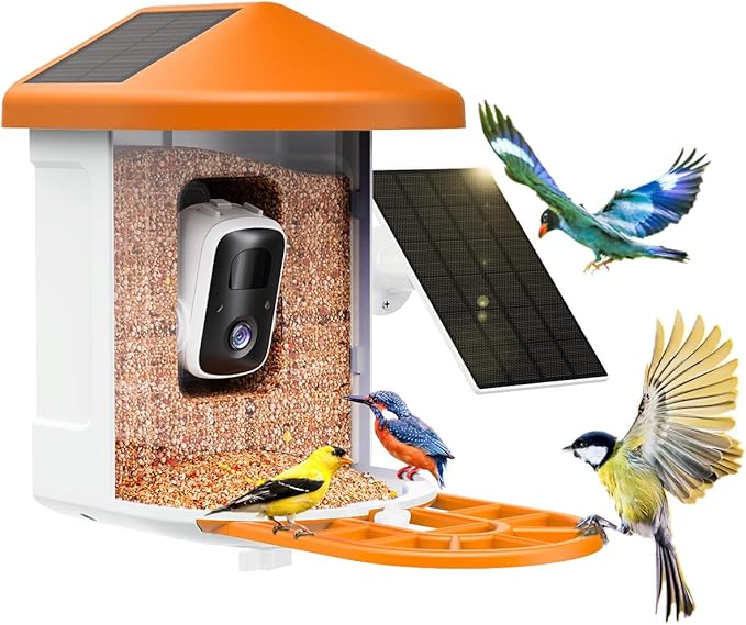 Bird Feeder with Camera with AI Identify Birds Species Solar Panel, Live View, Instant Arrival Alerts