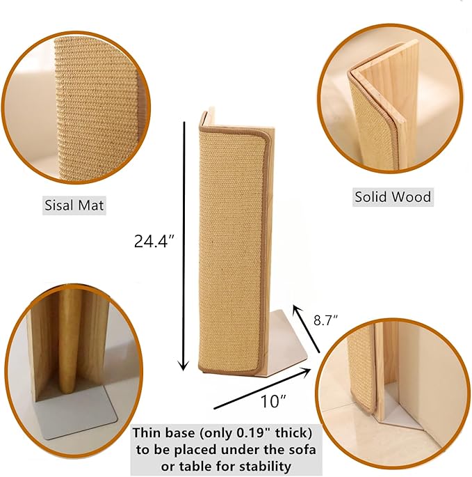 SHENGOCASE 2-Pack 24.5" Tall Sofa Couch Corner Cat Sisal Scratcher, Scratching Post,Scratch Post, Couch Protector, Replaceable Scratch Pad Mat