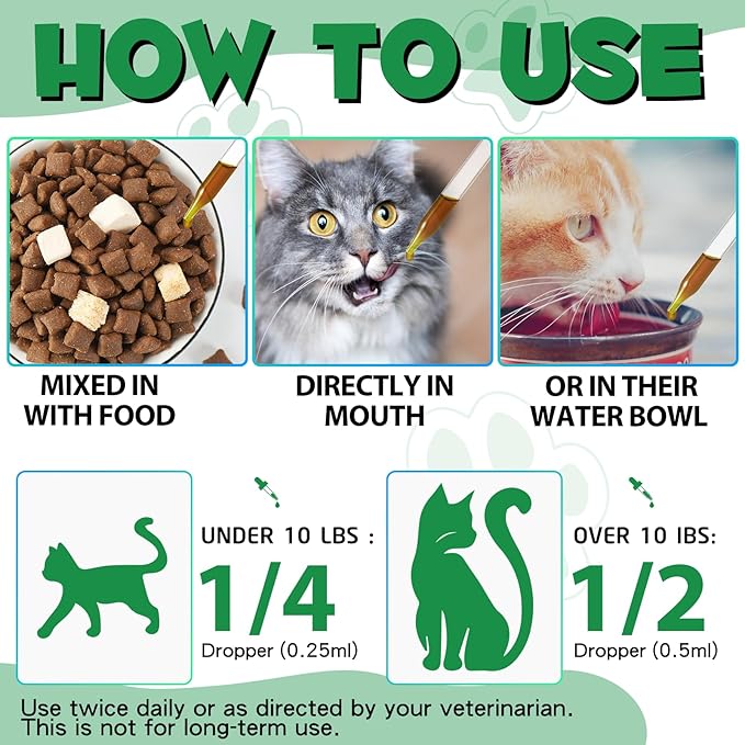 Specifically Formulated for Cats, Cats Natural Broad Spectrum Treatment with Probiotics, Herbal Cleanse, Digestive Support for All Cat Breeds, Gut Health, Puppy & Kitten, Supplement Drops for Pets