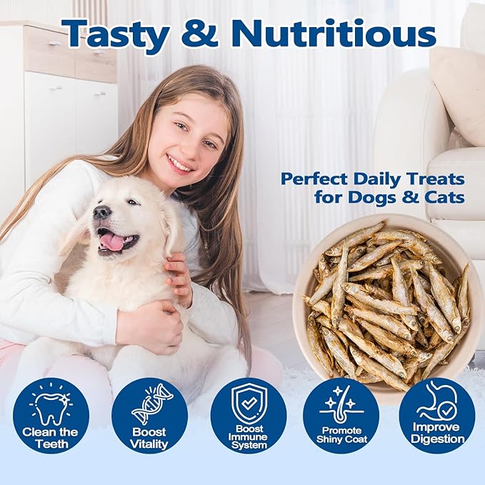 Amzey Minnows - 3.5 oz Freeze Dried - 100% Natural Premium Cat & Dog Treats - Bulk Package (1.6" to 2.8" Length Each)