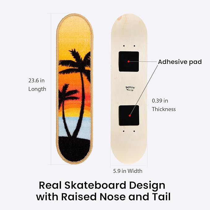 Wall Mounted Cat Scratching Board Skateboard Style (24"x6") - Reusable Wooden Board + Replaceable Cat Scratcher Map with Mounted Setup