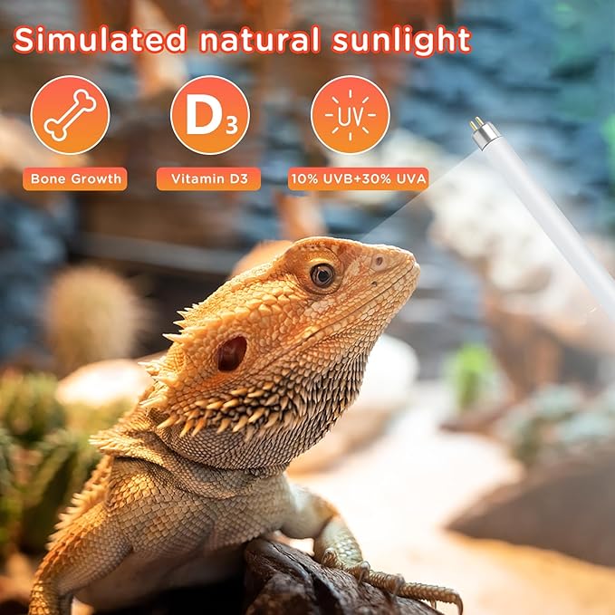 T8 UVB Reptile Light 15W 10.0,UVA UVB Light Bulb for Reptiles,Reptile UVB Lamp Tube for Bearded Dragon