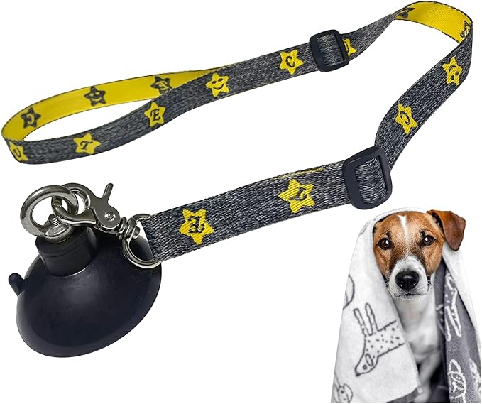 Dog Bathing Tether with Heavy Suction Cup, Dog Grooming Tub Restraint Leash with Adjustable Collar for Pet Cat Shower and Grooming