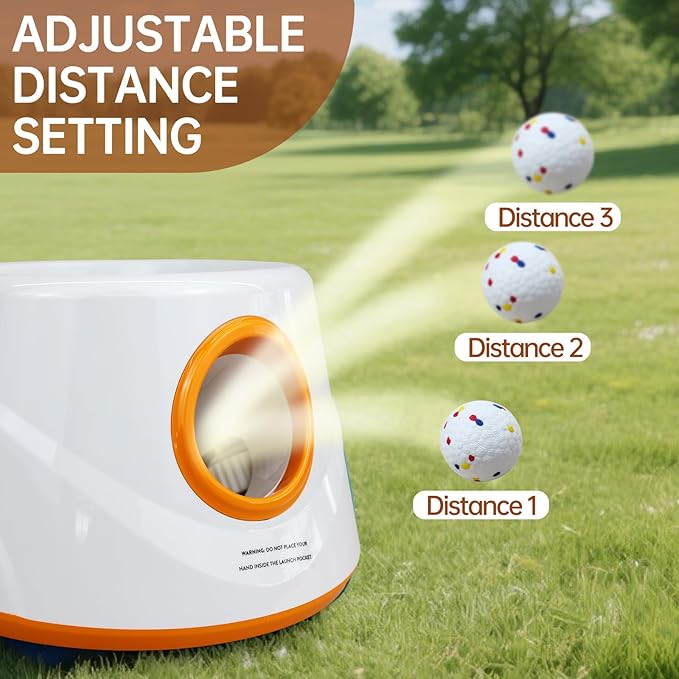 Automatic Ball Launcher for Dogs with 6pcs 2.3 Inch Etpu Tennis Balls,Thrower Distance 20-45ft,interacive Dog Toys for Indoor/Outdoor for Small Or Medium Dogs