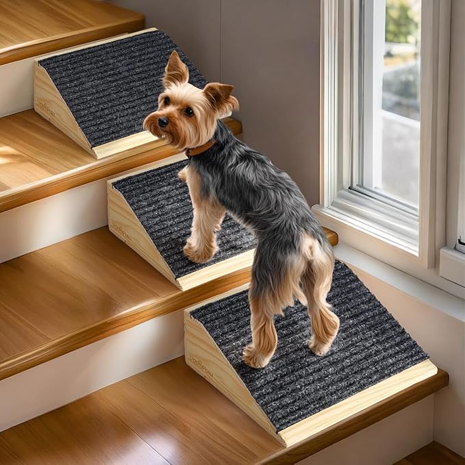 Dog Ramp for Stairs, Non-Slip Dog Stairs, Low-Angled Pet Ramps for Small Dogs and Cats, Medium Dogs, Step and Stair Assist for Injured and Older Pets, 2 Pack