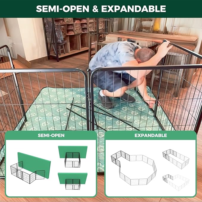 FXW Homeplus Unleashed Indoor Dog Playpen - Stress-Free and Safe Play, Heavy Duty 24 Inch 4 Wire Panels Dog Pen for Puppy and Small Dogs, Black│Patented