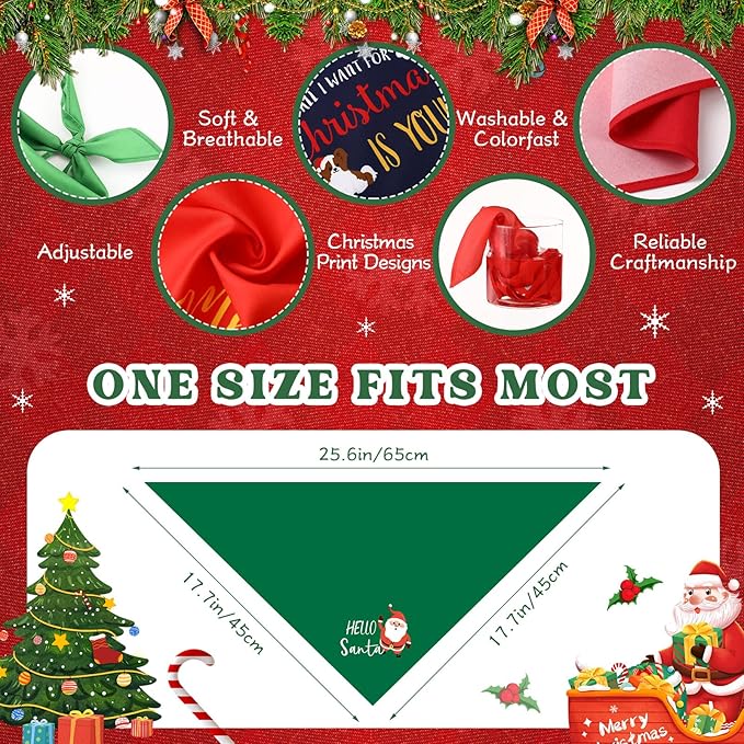 200 Pcs Christmas Dog Bandana Bulk with Sayings Pet Bandanas Triangle Scarf Bibs Washable Puppy Kerchief Adjustable Grooming Supplies for Small Medium Large Dog Cat Costume Accessories
