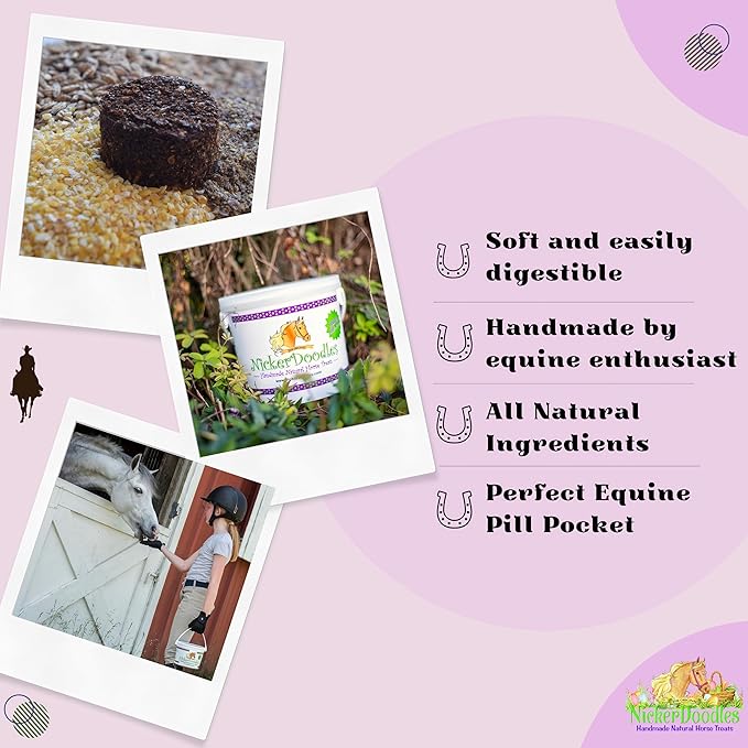 Horse Treats - 2 lb Pail - Effortlessly Give Medications with Our Soft Baked Treats - Training Treats are The Perfect Motivator - No Additives or Preservatives