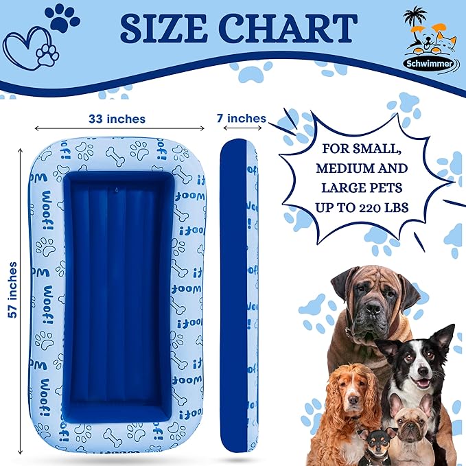Schwimmer Dog Pool Float โ Premium Pool Float for Large Dogs up to 220lbs โ Durable & Inflatable Dog Raft for Pool, Lake & Beach โ Comfortable & Safe Floating Mat for Summer Fun - Dog Floatie