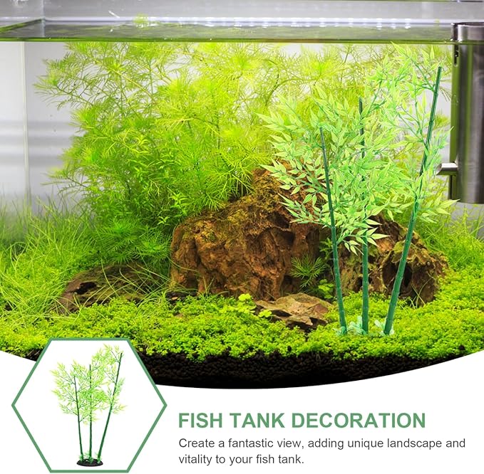 Artificial Aquarium Bamboo Plant: 19.6X4.3X2.5in Fish Tank Aquatic Landscape for Home Decoration