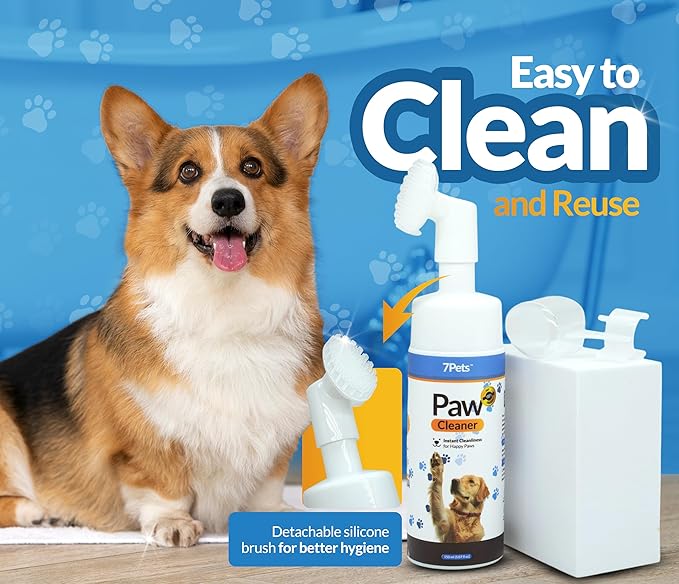 Paw Cleaner for Dogs & Cats | Gentle Dog Paw Washer | No Rinse Foaming | Unscented | Pet Foot Cleaner with Built-in Silicone Brush for Muddy Paws | Puppy & Kitten Paw Wash