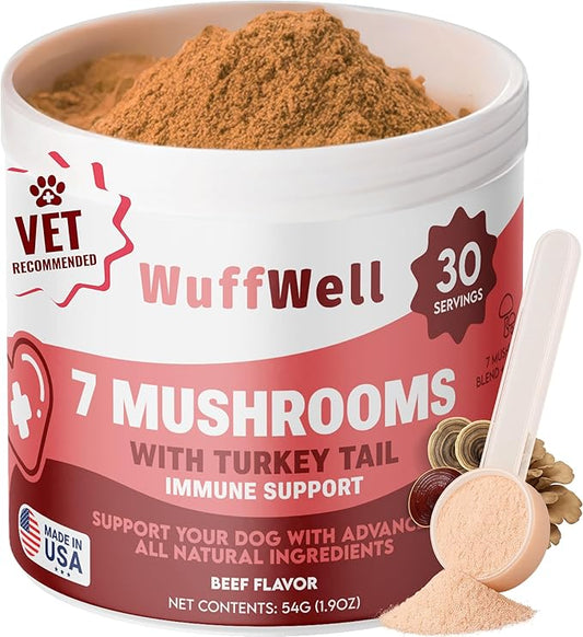 Turkey Tail Mushrooms for Dogs – Mushroom Supplement for Dogs Immune Support – Aids Lumps & Bumps – Mushroom Powder for Dog – Vet-Recommended – Dog Mushrooms Powder – Made in USA 1.9Oz
