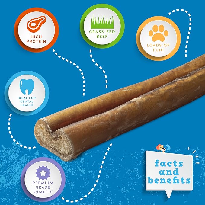 Jack&Pup 6 Inch Bully Sticks for Medium Dogs (25 Pack) Dog Chews Long Lasting, Single Ingredient 100% Beef Bully Sticks for Dogs