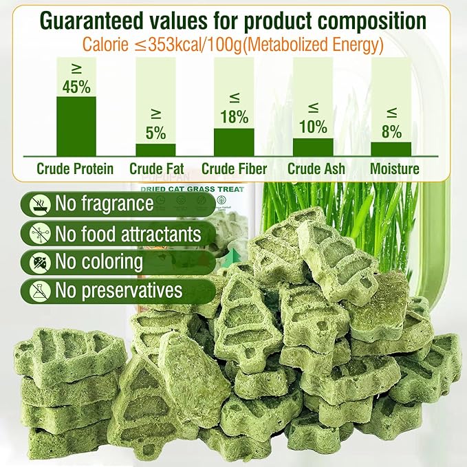 Cat Grass Teething Sticks, 100g/3.52oz Edible Freezed Drying Cat Grass Treats, Cats Snacks for Hairball Removal and Dental Care