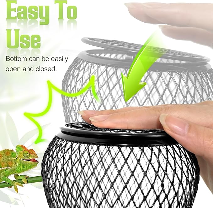 Reptile Anti-Scald Lampshade, Reptile Heat Lamp Mesh Cage Lampshade Cover Pipe with Cable Protection for Reptile Turtles Chicks Lizard Snake
