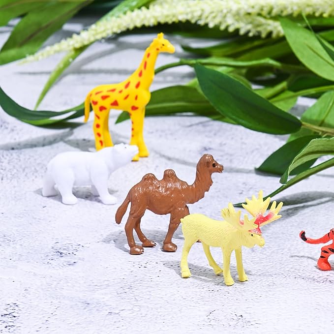 Mini Animals Jungle Party Pack - Plastic Wild Mini Educational Animal Kids Small Toys - Fun Gift Figures Party Favor Supplies - 100 Piece Bulk Set