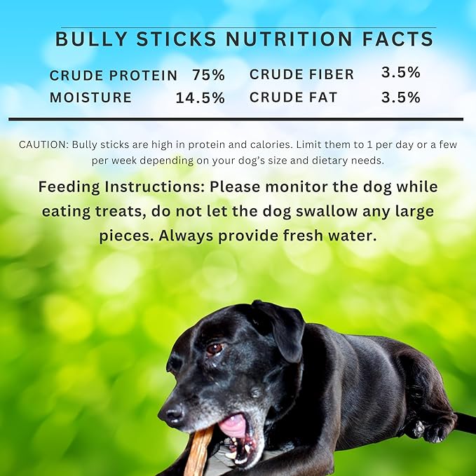 Thick 6" Bully Sticks (2 POUNDS) for Large & Medium Dogs, for Aggressive Chewers, Natural & Fully Organic, 100% Beef Pizzle Dog Chew, Fully Digestible Dental Treats (6 inch, 2 lb / 32 oz)