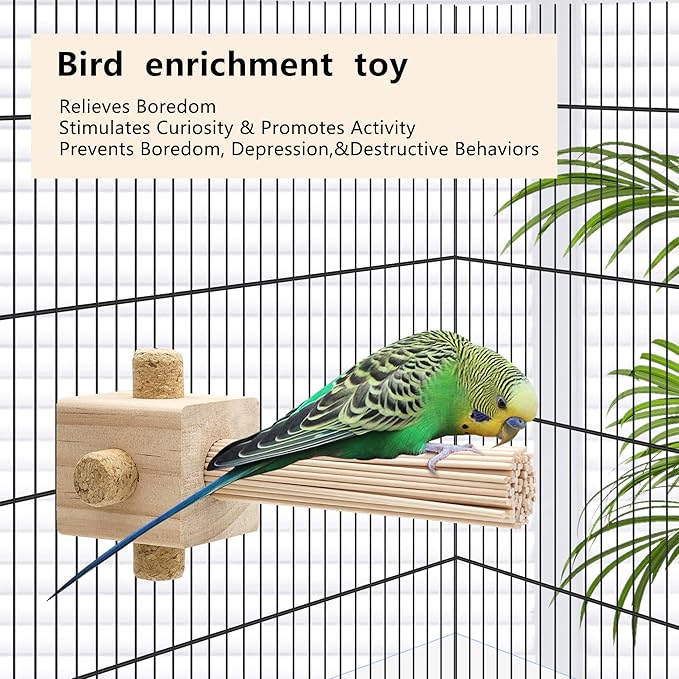 2 Pcs Parrot Chewing Stopper Toy Stand Perches Lollipop Stick Bird Toy Intelligence and Emotions Wood Foraging Toys for Parrots Cage Accessory (Wood-Lollipop, 2 Pack)