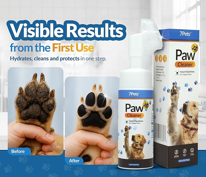Paw Cleaner for Dogs & Cats | Gentle Dog Paw Washer | No Rinse Foaming | Unscented | Pet Foot Cleaner with Built-in Silicone Brush for Muddy Paws | Puppy & Kitten Paw Wash