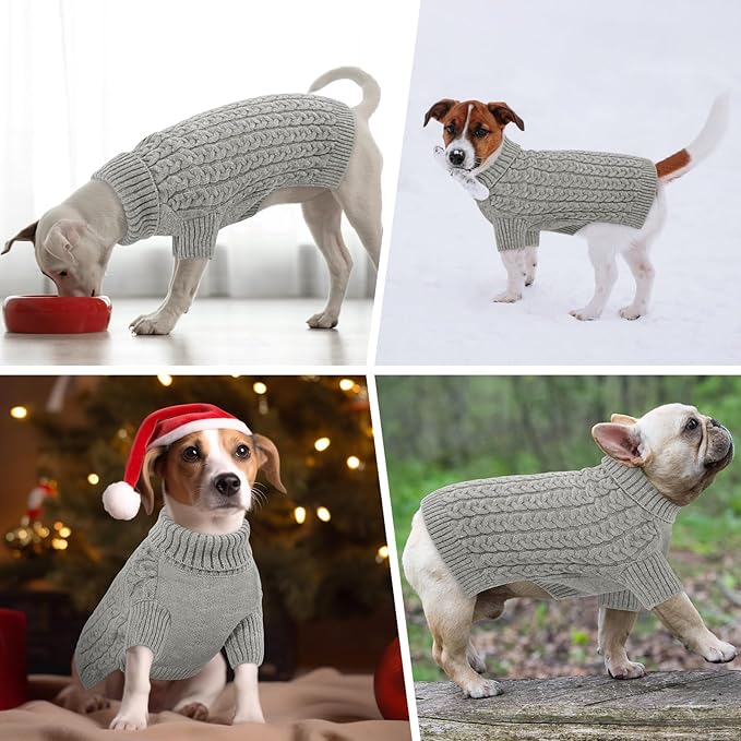 SAWMONG Dog Sweater, Dog Sweaters for Large Dogs Girls Boys, Pullover Turtleneck Knitted Doggy Sweatshirt, Cold Weather Pet Clothes(Grey, 2X-Large