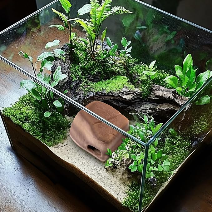 Gecko Cave Reptile Hide - Naturalistic Terrarium Shelter for Geckos, Lizards,Snakes, Bearded Dragons, Tortoises and Other Reptiles - Sandstone