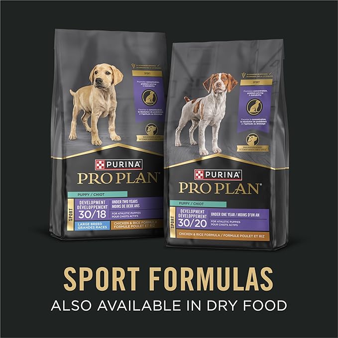 Purina Pro Plan Sport High Protein Wet Puppy Food Beef and Rice Entree and Chicken and Rice Entree Variety Pack - (Pack of 12) 13 oz. Cans