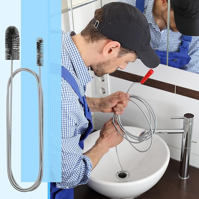 Patelai 6 Pieces Aquarium Filter Brush Set Include Double-Ended Hose Brush and Straw Nylon Stainless Steel Flexible Spring Assorted Sizes Long Tube Cleaning for Fish Tank Home Kitchen
