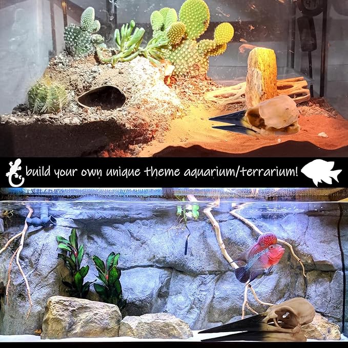 Fish Cave Hideout Ornament Dรฉcor for Terrarium Dinosaur Animal Skull Aquarium Large Decorations Betta Tarantula Reptile Snake Decor Bones Halloween