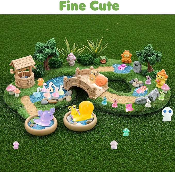 115 Pcs Glow-in-Dark Mini Resin Animals Miniature Animals Figurines Tiny Little Glow in Dark Small Animal Figures to Hide Mini Animals Micro Landscape Ornaments Fairy Garden Accessories