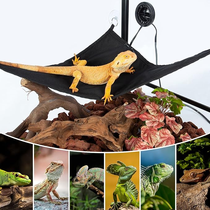 REPTI ZOO Reptile Heating Hammock, Reptile Hammock and Reptile Heating Pad with Dimming Temprature Controller 2-in-1 for Chameleon, Lizard, Gecko, Iguana