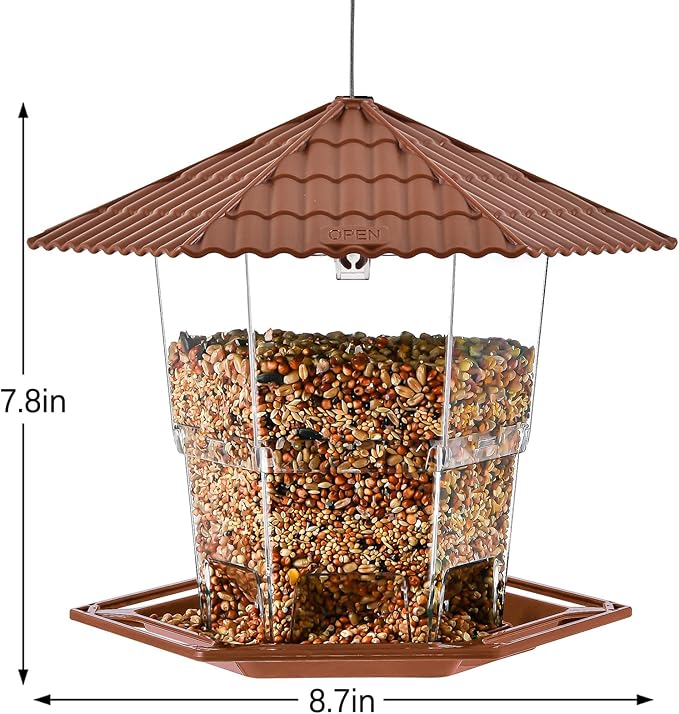 Bird Feeders for Outdoors Hanging Bird Feeder Wild Birds Seed, Brown B