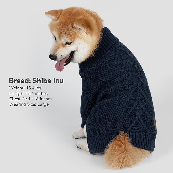 cyeollo 4XL Dog Sweater, Stretchable & Cozy Warm Dog Sweaters for Large Dogs Boy, Pullover Knit Fall Winter Sweatshirt Big Dogs Clothes, Doberman Great Dane Apparel, Navy XXXXL