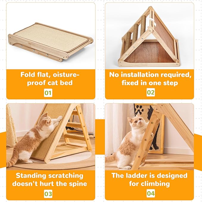 Large Sisal Cat Scratching Post, Durable Cat Scratcher for Large Cats, No Assembly Vertical Cat Scratcher, Kitten Scratching Post