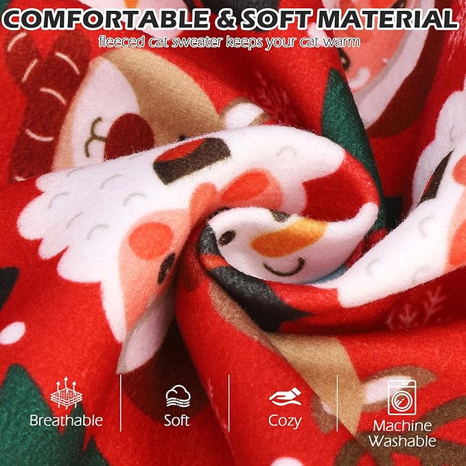 EXPAWLORER Cat Christmas Sweater - Sweaters for Cats Only Soft Warm Pet Clothes, Fall and Winter Xmas Coat Pullover Design, Fleece Sweatshirt Clothing Also for Puppy Small Dogs, Medium