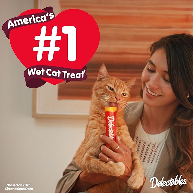 New! Delectables Squeeze Up Tuna Variety Pack, Creamy Squeezable Puree, Lickable Wet Cat Treats, Grain-Free, No Added Fillers, 0.5 Ounces Tube, 48 Tubes Total