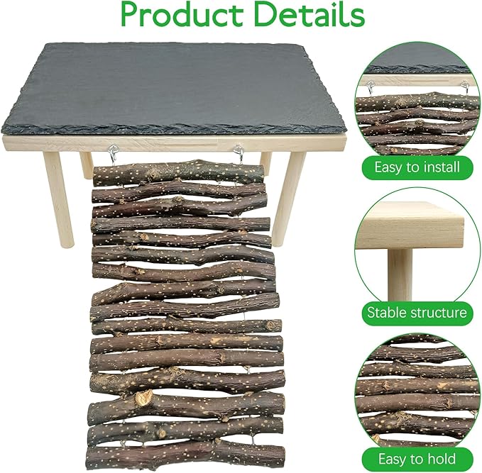 BNOSDM Basking Rock Platform with Climbing Ramp Reptiles Hideout Bearded Dragon Hide Cave Reptile Tank Accessories Suit for Tortoise, Lizard, Toad, Gecko (Large)