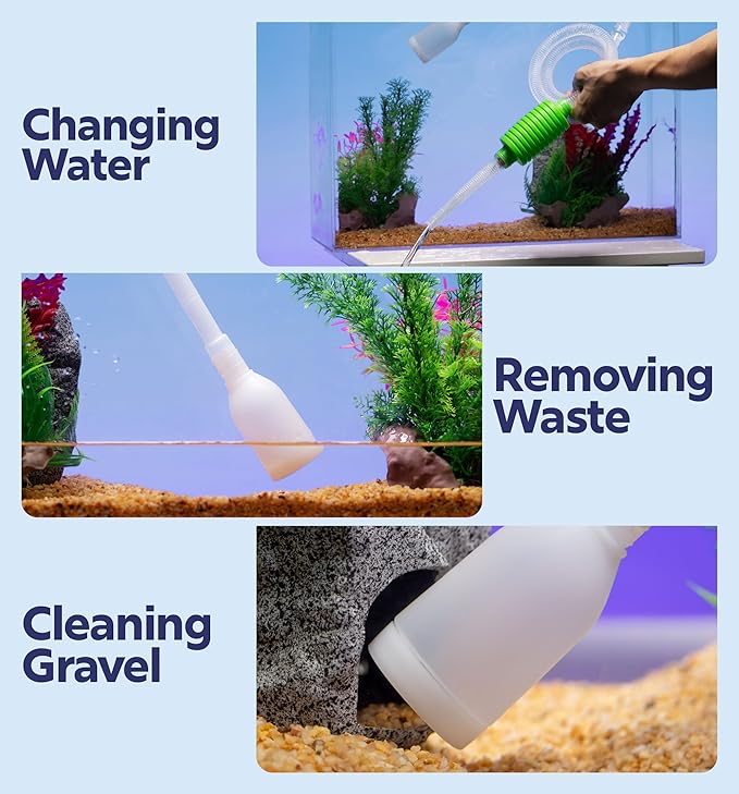 Luigi's Fish Tank Cleaner - Gravel Pump Vacuum for Aquarium - Hand Siphon Hose to Remove and Change Water or Sand in Minutes - Fish Aquarium Accessories, Supplies & Cleaning Tools
