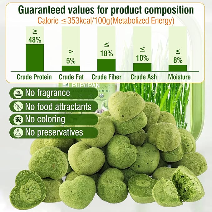 Cat Grass Teething Sticks, 3.52Oz Edible Freezed Drying Cat Grass Treats, Cats Snacks for Hairball Removal and Dental Care