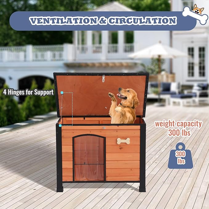 Outdoor Dog House, Indoor Outdoor Doghouse Puppy Shelter Dog House with Iron Frame,Anti-Bite Design Dog Home for Small Medium Some Large Dogs (Orange, Small)
