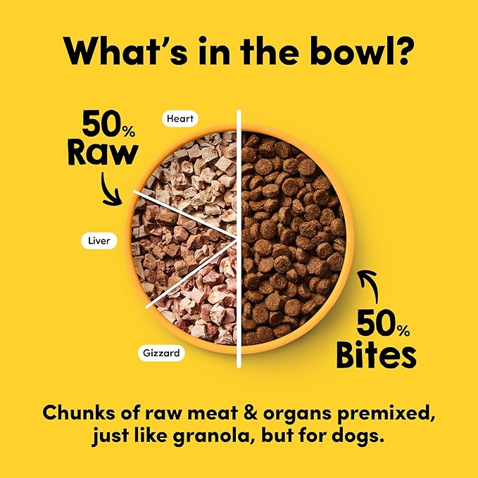 RawMix50 Premium Freeze-Dried Raw Cage-Free Chicken Recipe Dog Food, Protein Rich, Includes Kibble, Non-GMO, No Wheat or Corn, 4 lbs