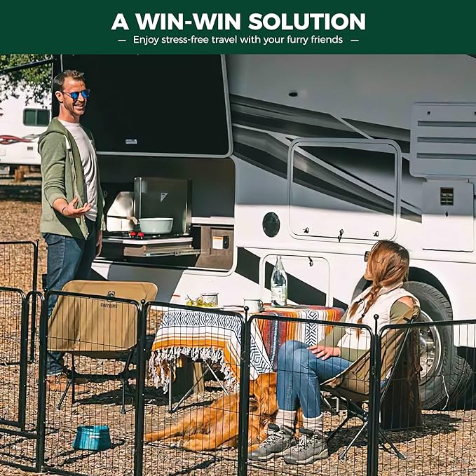 FXW Rollick Unleashed Dog Playpen for Indoor, Yard, RV Camping, 45 inch 24 Panels for Large Dogs, Black│Patented