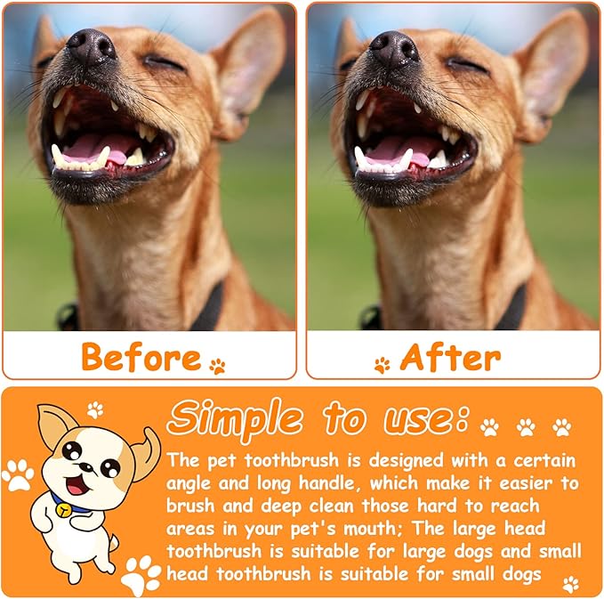 Dog Tooth Brush Pet Toothbrush Soft Grooming Dogs Toothbrush Dog Double Sided Puppy Long Handle Brush for Large and Small Teeth Cleaning Dental Oral Care(70 Count,Colorful)