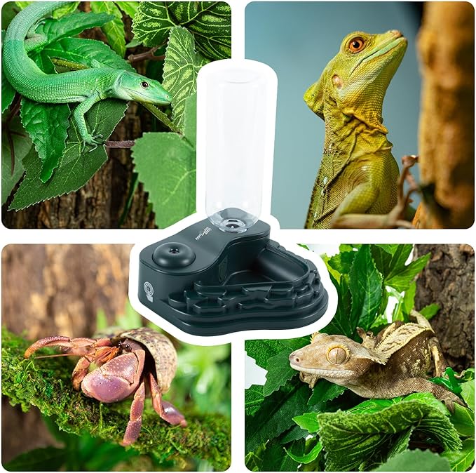 Reptile Fogger and Water Bowl 2 in 1, Mini Reptile Humidifier with Water Dish for Reptile Amphibian Lizard Gecko, Smart Water Dispenser